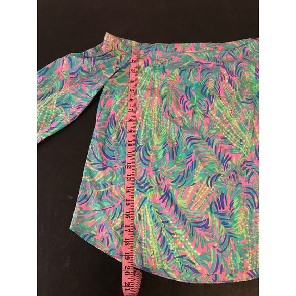 Lilly Pulitzer Adira Pink Sunset Coco Breeze Silk Off-Shoulder Top - Size Small - Picture 7 of 10